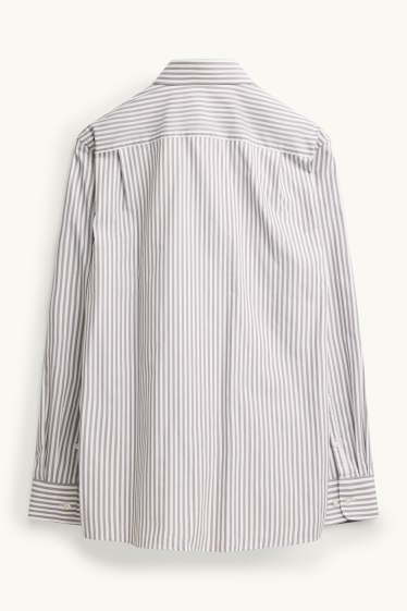 Uomo - Camicia - regular fit - collo all'italiana - a righe - grigio
