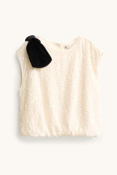Children Girls - Sequin top - shiny - cremewhite
