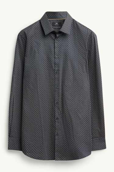 Hommes - Chemise - regular fit - col kent - à motif - bleu foncé
