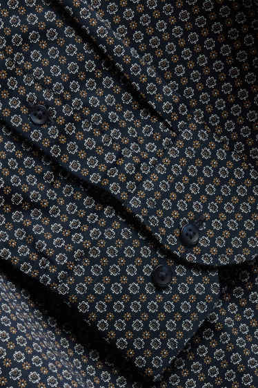 Hommes - Chemise - regular fit - col kent - à motif - bleu foncé