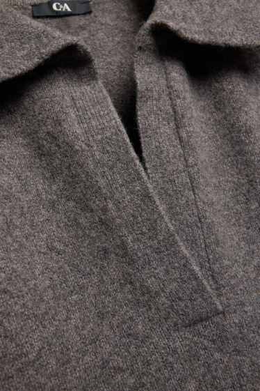 Damen - Strickkleid - Straight Fit - grau-melange