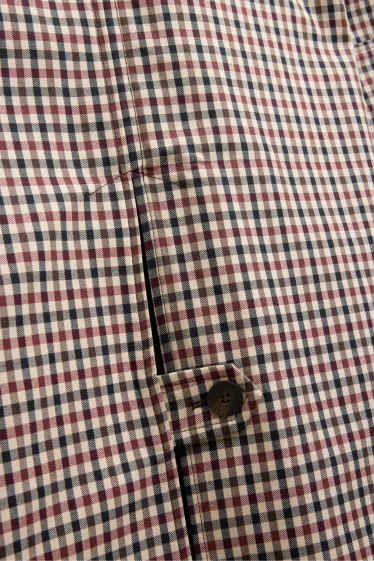 Women - Coat - check - brown / dark red