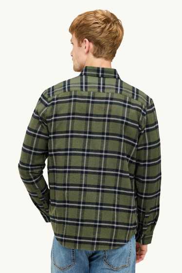Hommes - Chemise - regular fit - col button-down - à carreaux - vert foncé / noir