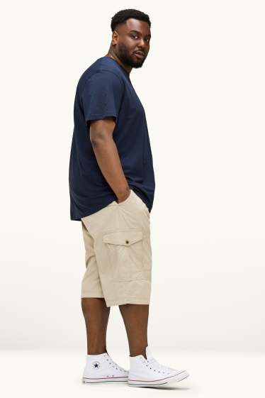 Herren - Cargo-Shorts mit Gürtel - cremefarben