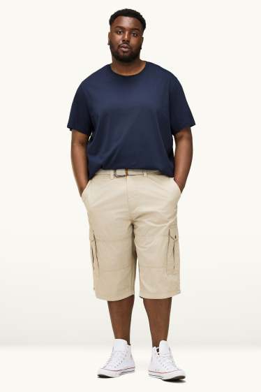 Herren - Cargo-Shorts mit Gürtel - cremefarben