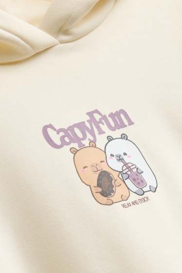 Enfants filles - CapyFun - sweat à capuche - crème