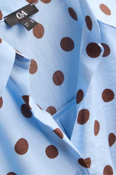 Donna - Camicetta con nodo - a pois - blu