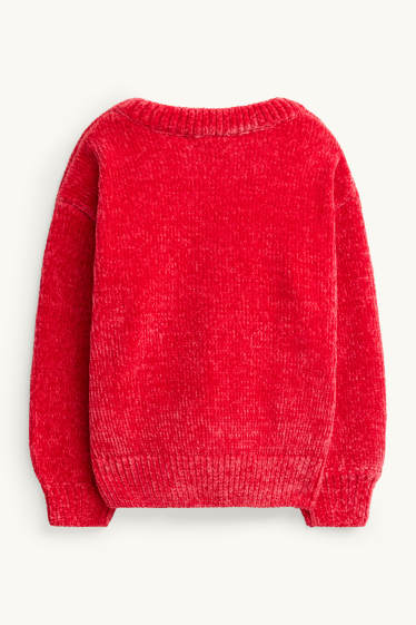 Children Girls - Penguin - Christmas jumper - red