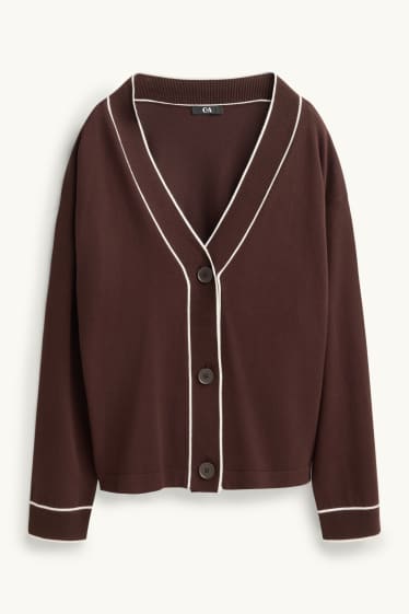 Femei - Cardigan tricotat - maro / alb-crem