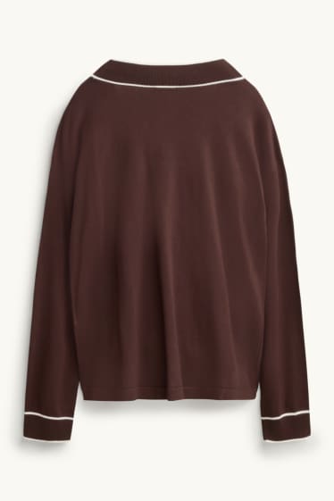 Femei - Cardigan tricotat - maro / alb-crem
