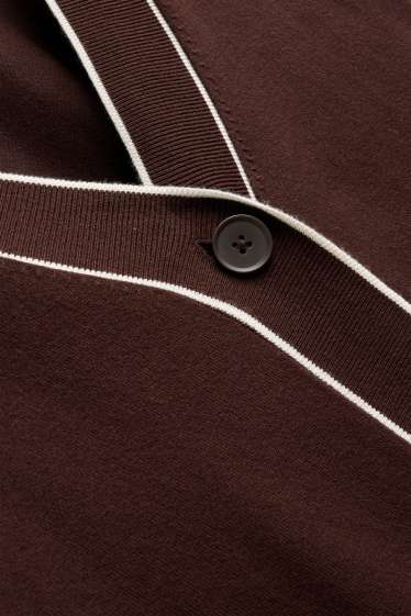 Femei - Cardigan tricotat - maro / alb-crem