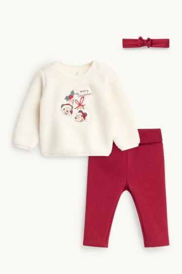 Bébés filles - Mickey Mouse - ensemble de Noël bébé - doublé de peluche - rouge / blanc