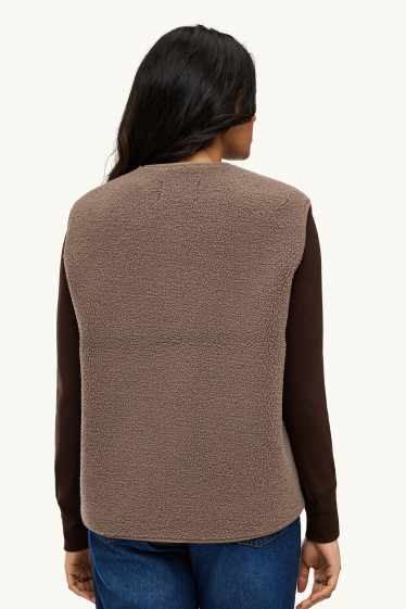 Donna - Gilet effetto peluche - marrone