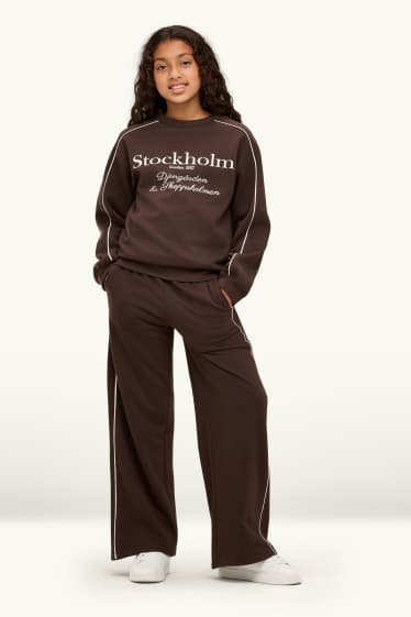 Enfants filles - Stockholm - ensemble - sweat et pantalon de jogging - 2 pièces - marron foncé