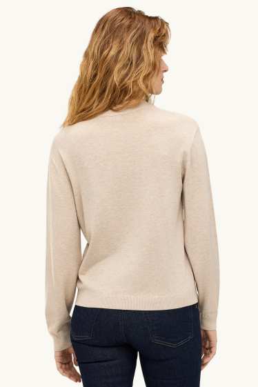Damen - Feinstrick-Pullover mit Knotendetail - beige