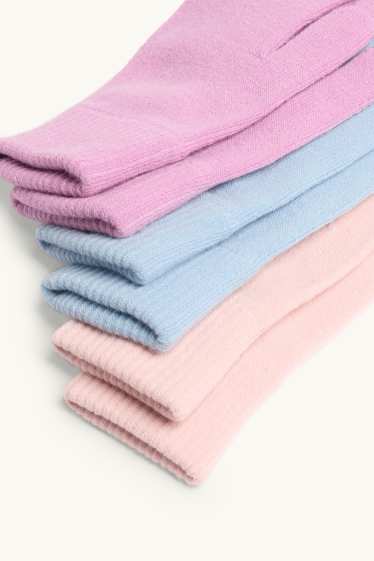 Enfants filles - Lot de 3 paires - gants - rose / bleu clair