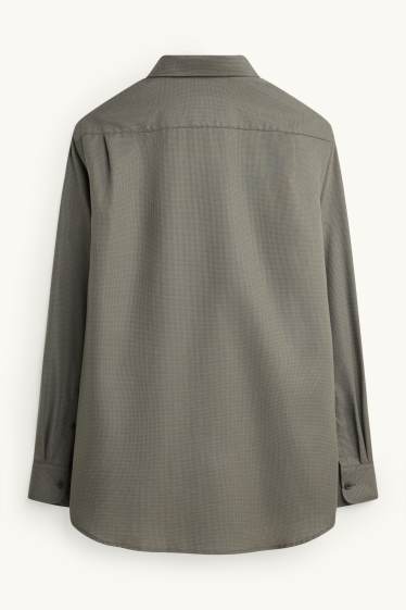 Hommes - Chemise de bureau - regular fit - col kent - sans repassage - texturée - vert