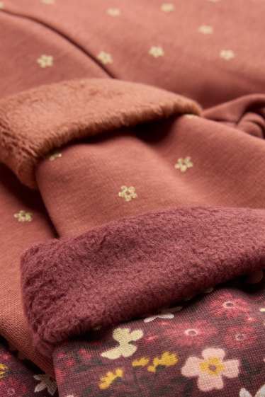 Enfants filles - Lot de 2 - renard et fleur - leggings chauds - marron
