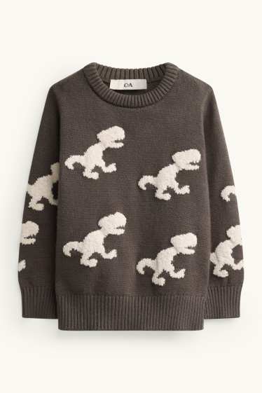 Children Boys - Dino - jumper - dark gray / white