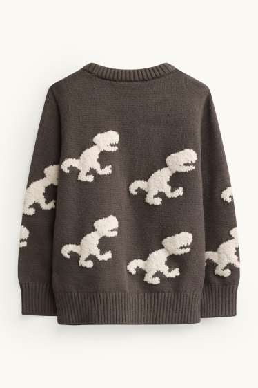 Children Boys - Dino - jumper - dark gray / white