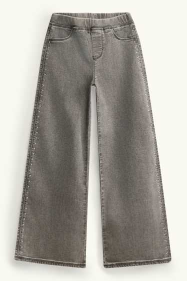 Enfants filles - Wide leg jeggings - jean gris