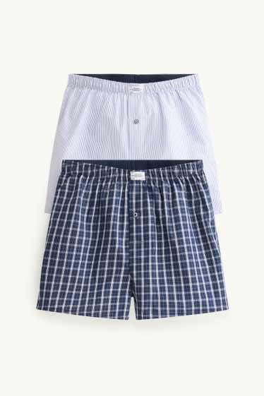 Herren - Multipack 2er - Boxershorts - gewebt - blau / weiß