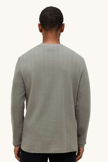 Hommes - Pull à fine maille - à rayures - gris / vert