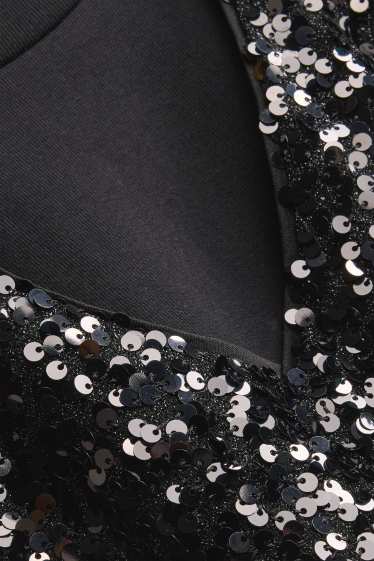 Copii - Fete - Set - tricou cu mânecă scurtă și rochie cu paiete - 2 piese - negru / argintiu
