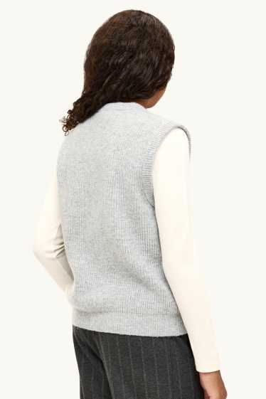 Enfants filles - Ensemble - gilet en maille et haut à manches longues - 2 pièces - gris chiné