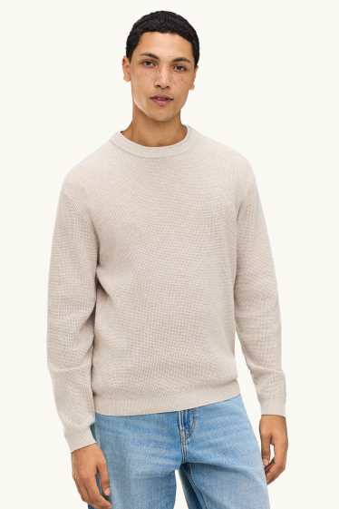 Herren - Pullover - strukturiert - hellbeige