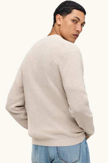 Herren - Pullover - strukturiert - hellbeige