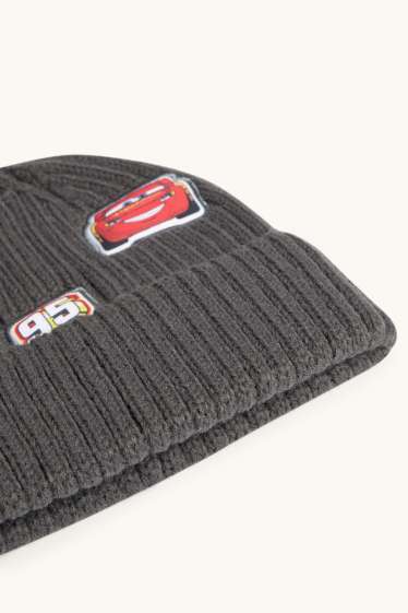 Children Boys - Cars - pom-pom hat - dark gray