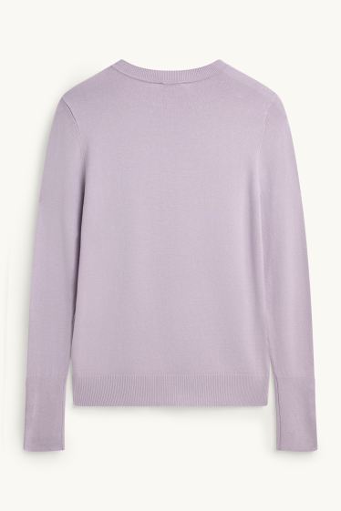 Damen - Feinstrick-Pullover - flieder