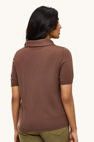 Women - Jumper - short sleeve - brown