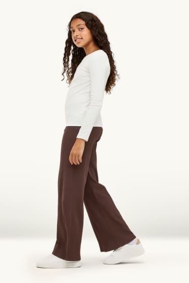 Enfants filles - Lot de 2 - pantalon en jersey - finition côtelée - noir