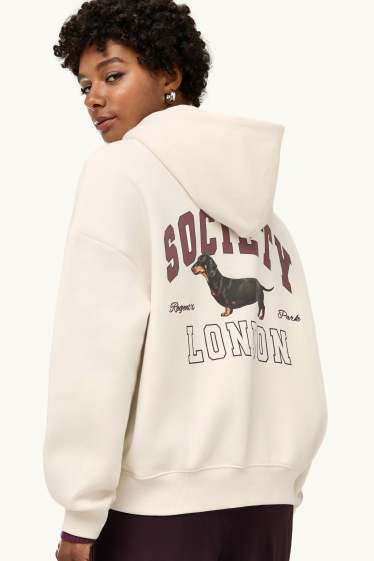 Femmes - Sweat à capuche Oversize - blanc crème