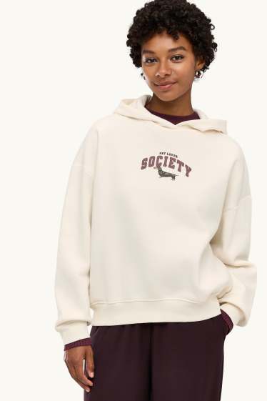 Femmes - Sweat à capuche Oversize - blanc crème
