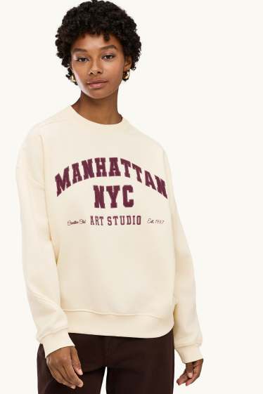 Femmes - Sweat Oversize - beige / bordeaux
