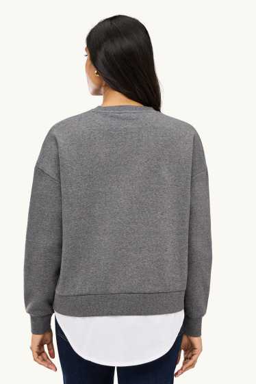 Femmes - Sweat - look 2-en-1 - gris chiné