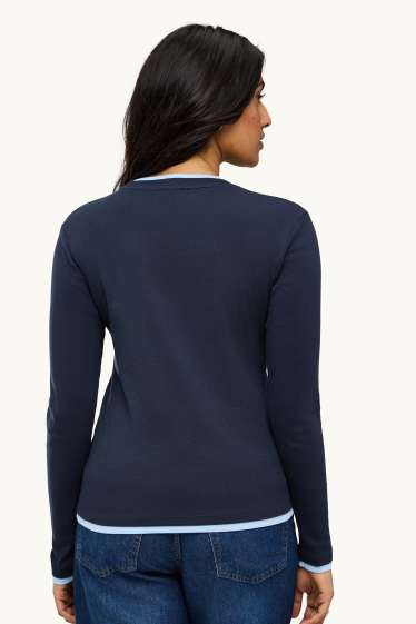 Dona - Samarreta de màniga llarga - regular fit - estil 2 en 1 - blau / blau clar