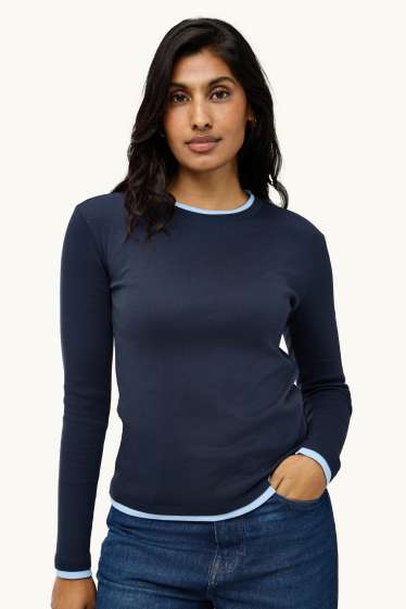 Dona - Samarreta de màniga llarga - regular fit - estil 2 en 1 - blau / blau clar