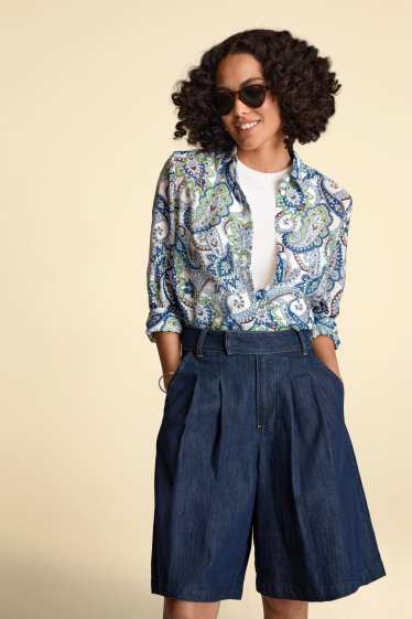 Dames - Overhemdblouse - met patroon - blauw