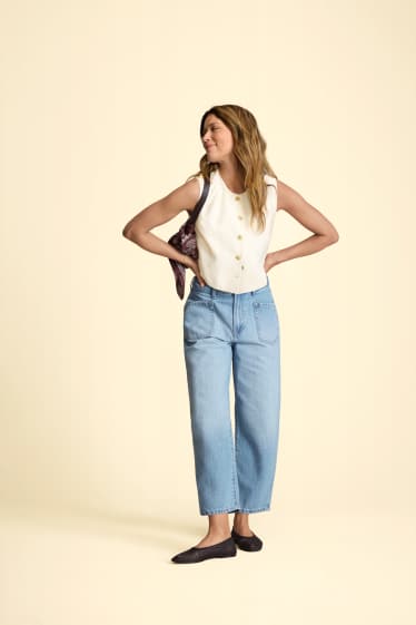 Damen - Barrel Jeans - High Waist - helljeansblau