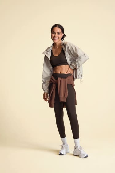 Femei - Sutien sport - vătuit - reiat - seamless - maro