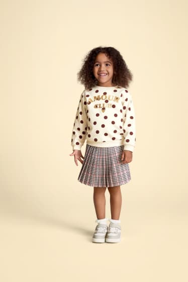 Bambine - Felpa - a pois - effetto brillante - crema