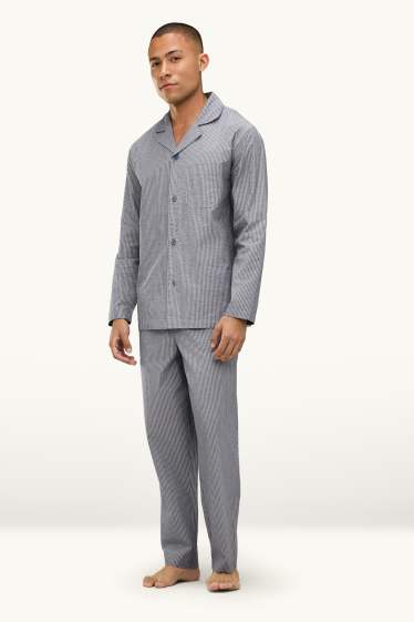 Hommes - Pyjama - à rayures - bleu / blanc