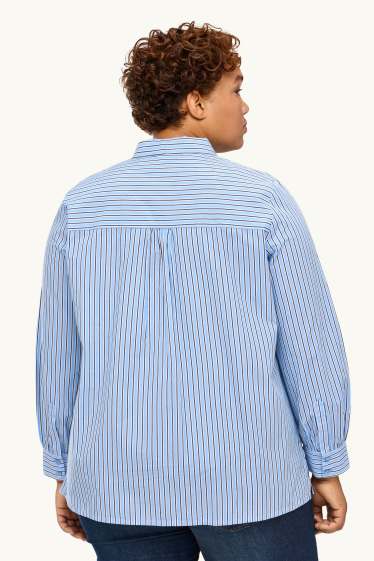 Damen - Bluse - gestreift - blau / hellblau