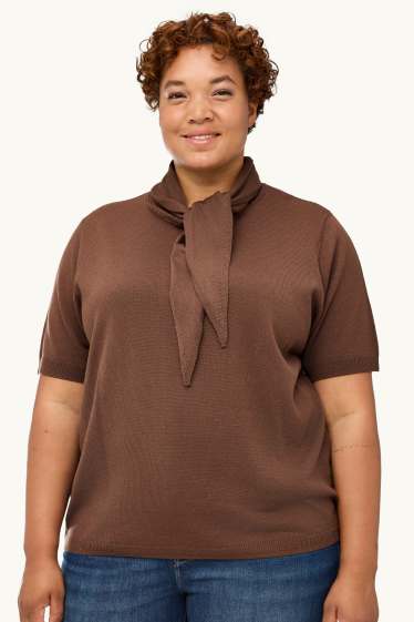 Women - Jumper - short sleeve - brown