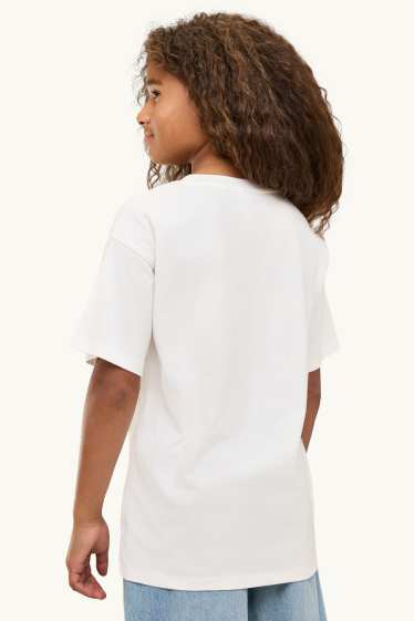 Kinder Mädchen - Lilo & Stitch - Kurzarmshirt - Oversized - weiss / hellblau