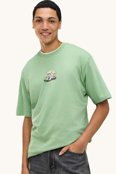 Herren - T-Shirt - Oversized - Tom & Jerry - grün